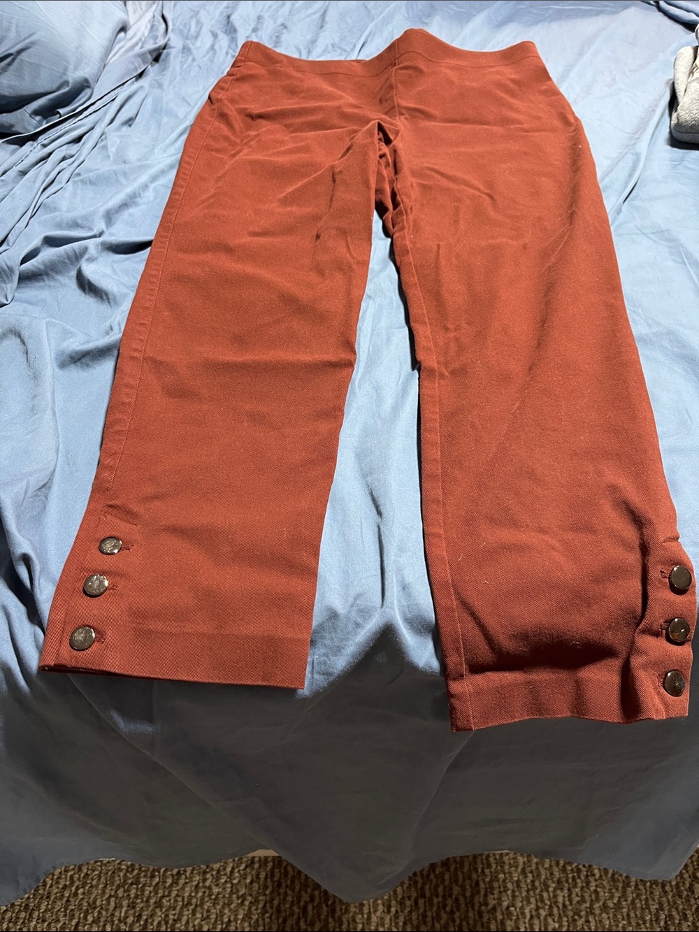 Van Heusen Rust-Tone Cropped Button-Hem Pants